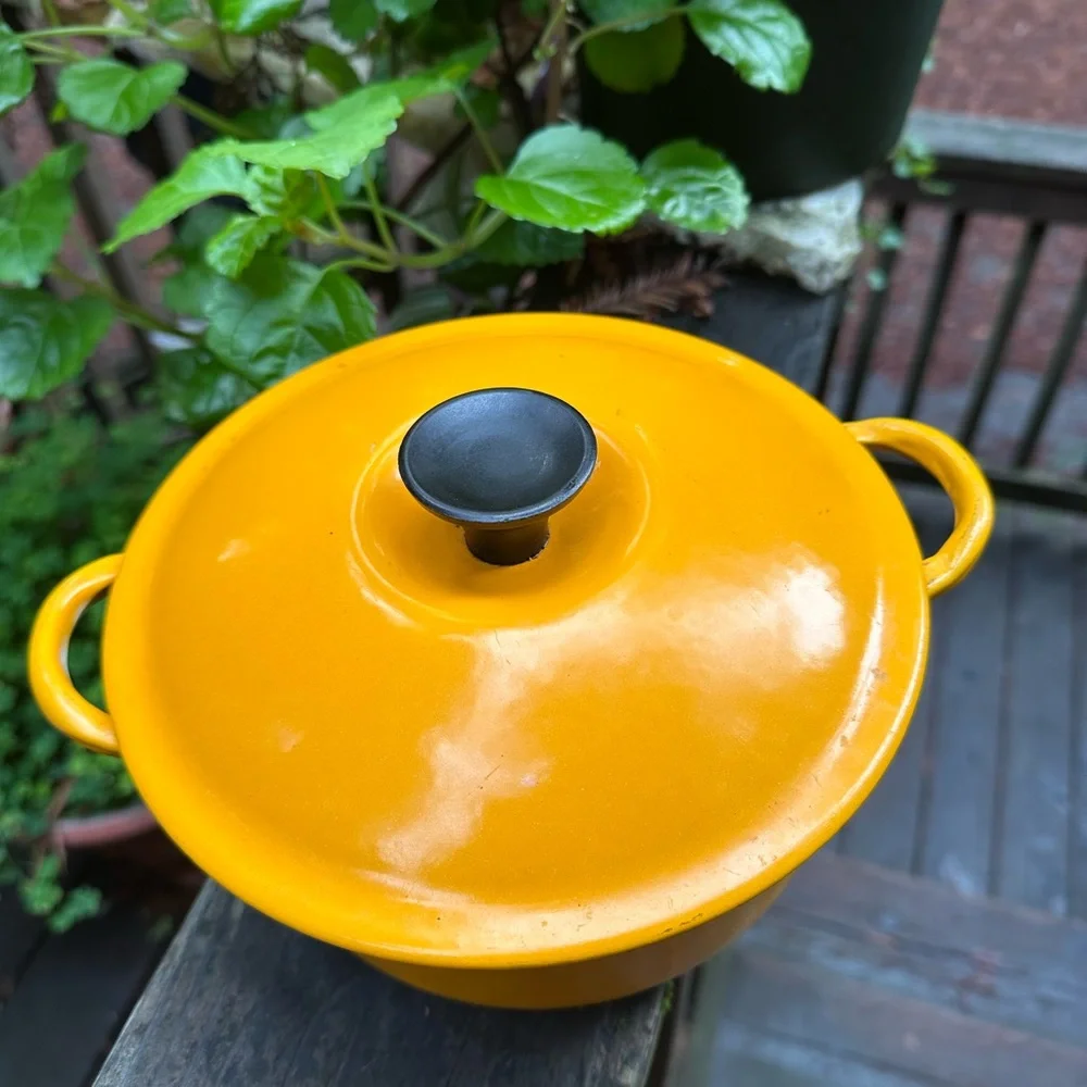 Vintage Marigold Le Creuset Dutch Oven, 2-Quart Enameled Cast Iron